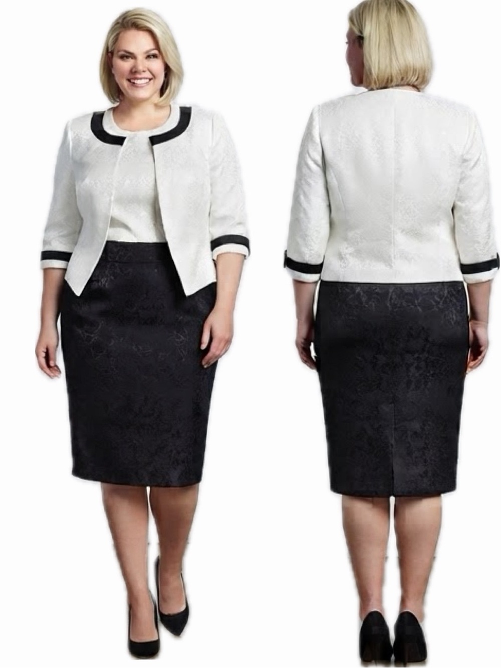 SALE💥WOMEN PLUS SIZE DRESS SUIT 2 PC SET SHORT SLEEVES DRESS/3/4 SLEEVES BLAZER